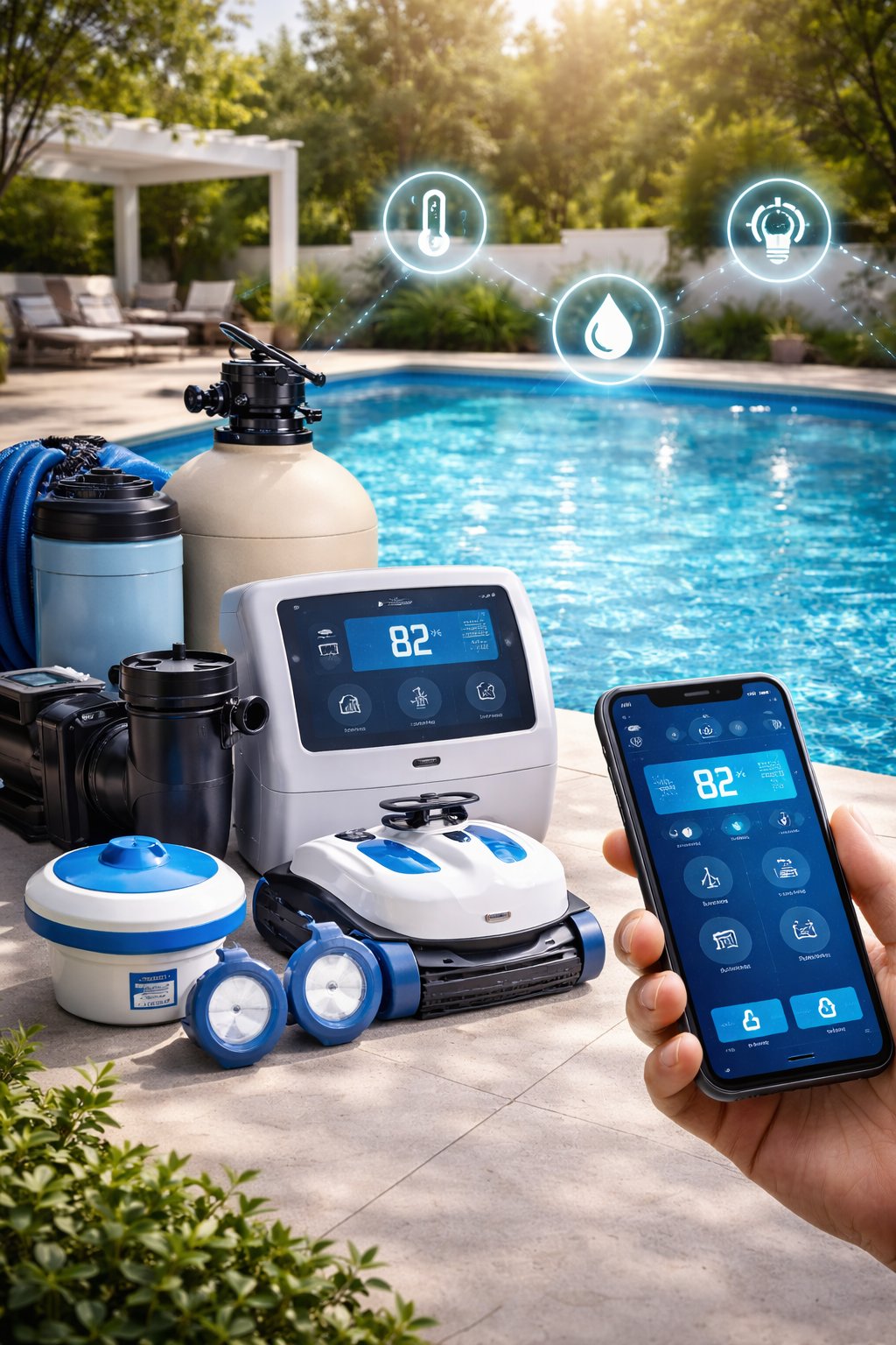 Smart pool automation with phone app control